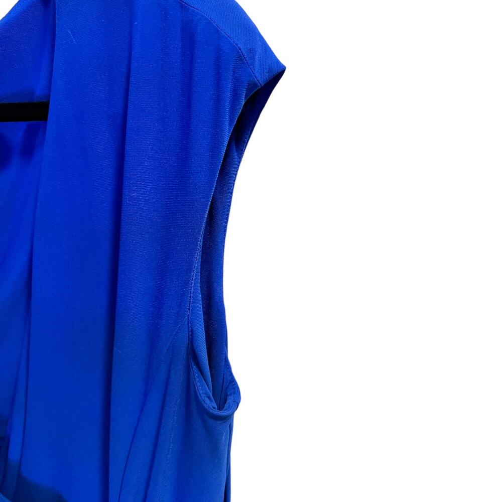 Black Label by Evan Picone Sheath Dress Side Gather Royal Blue Sleeveless sz M - Picture 4 of 11